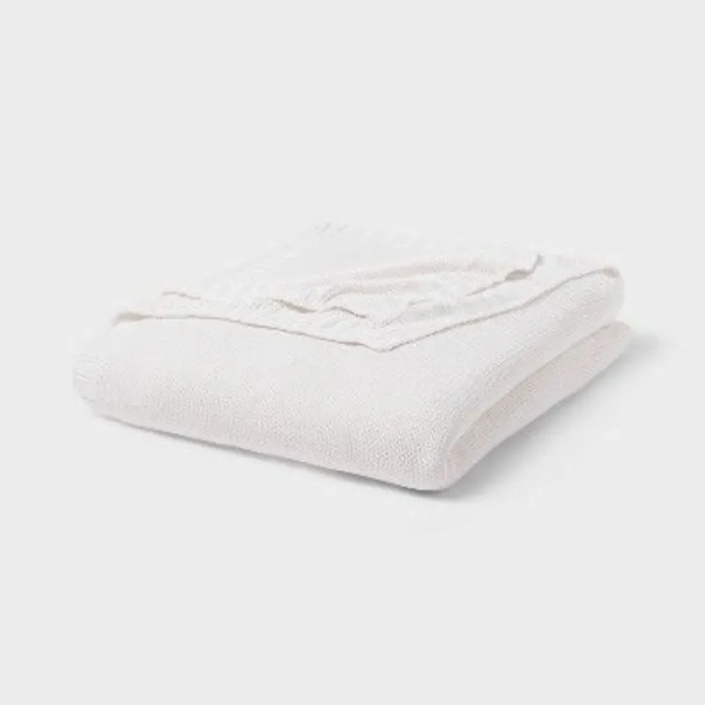 Threshold - Full/Queen Sweater Knit Bed Blanket White - Thresh White